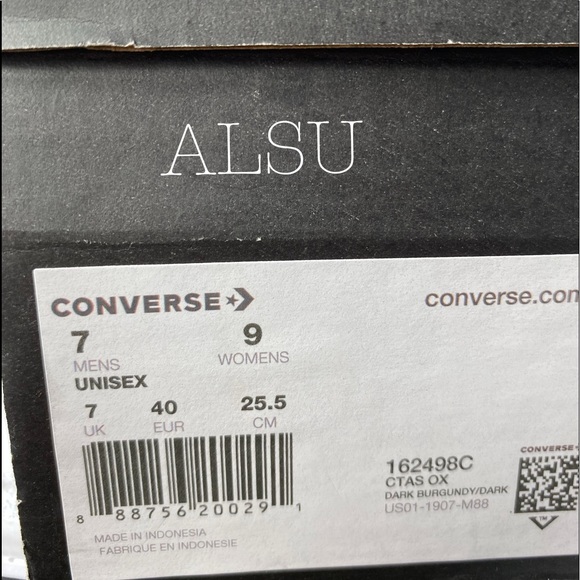 Converse Ctas Low Top Leather Dark Burgundy W - Picture 8 of 8